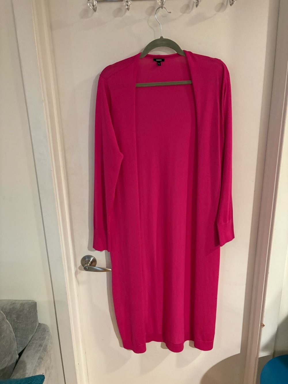 Express size XL Women's Long Open Front Cardigan - Fuchsia